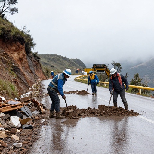 Prefectura de Azuay mantiene atención vial tras derrumbes en Chordeleg