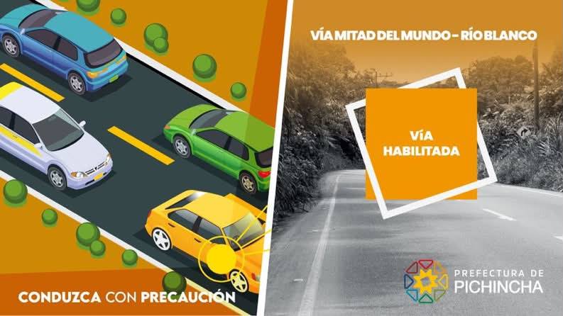 Prefectura de Pichincha habilita vía Mitad del Mundo – Río Blanco tras accidente