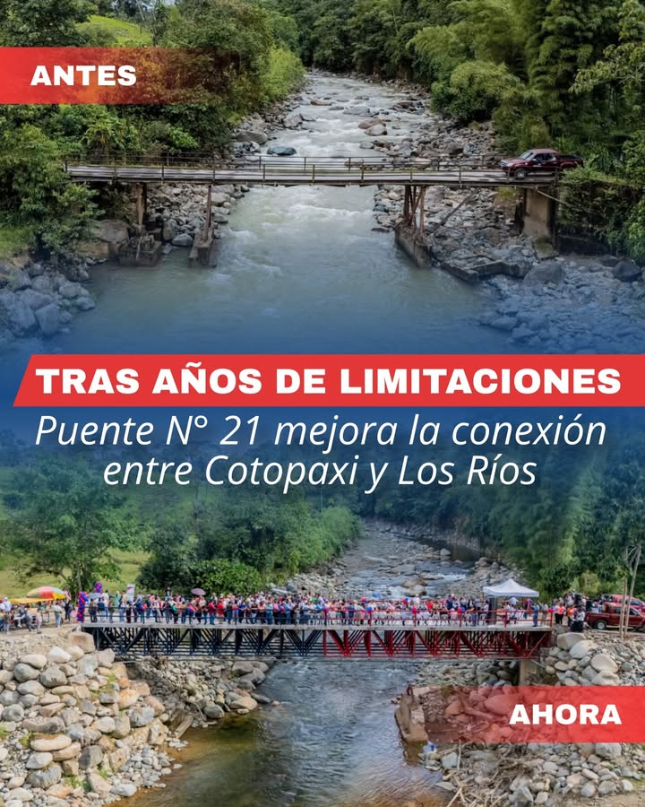 Prefectura de Cotopaxi inaugura Puente 21 para vincular producción agrícola con Los Ríos