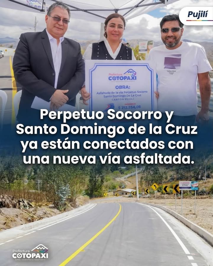 Prefectura de Cotopaxi entrega asfalto en Perpetuo Socorro y Santo Domingo de la Cruz