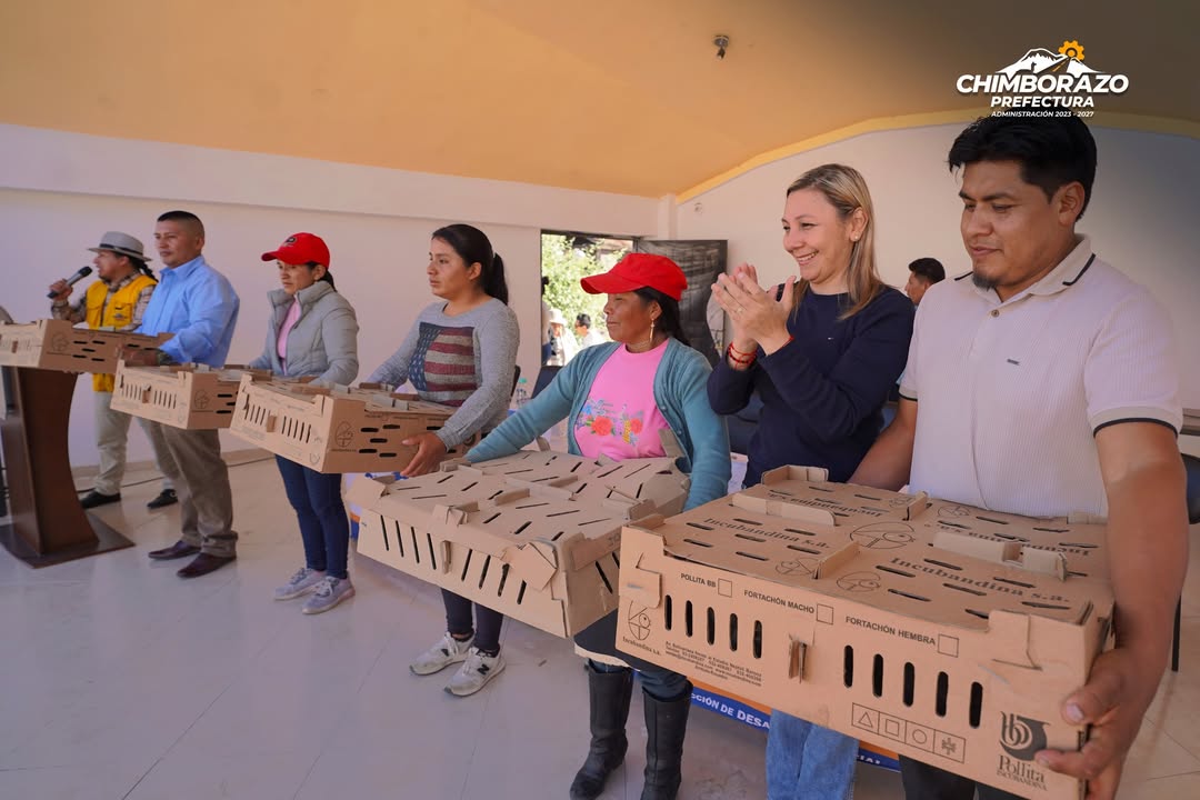 Prefectura de Chimborazo entrega 3.050 pollos a comunidades de Guano para apoyo productivo