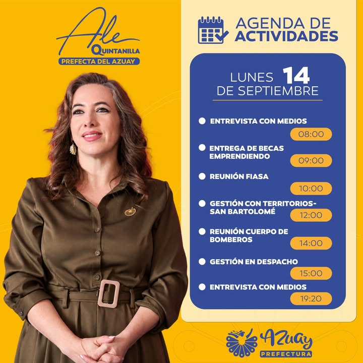 Prefectura de Azuay anuncia agenda diaria para la gestión provincial de Ale Quintanilla