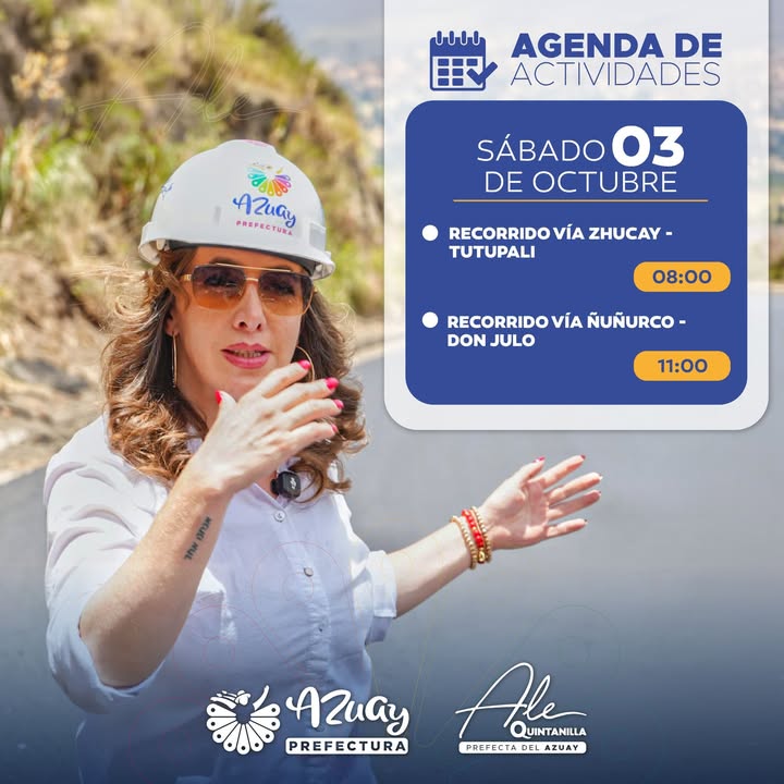 Prefectura de Azuay inicia recorrido de obras este sábado con Ale Quintanilla