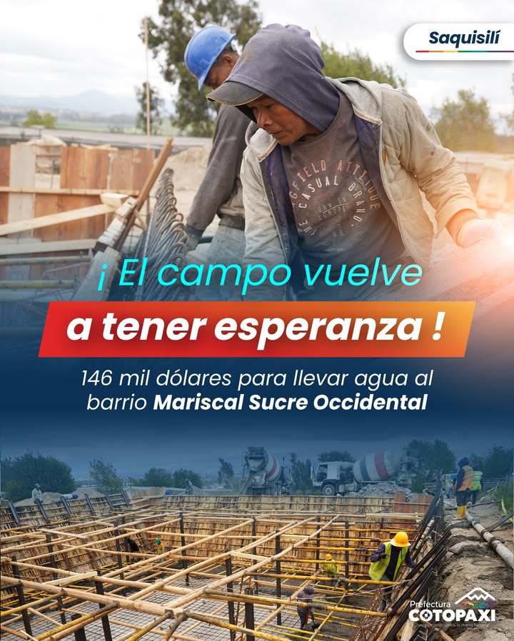 Prefectura de Cotopaxi ejecuta riego en Saquisilí para impulsar agro en Mariscal Sucre