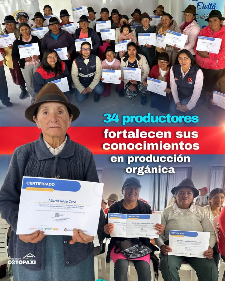 Prefectura de Cotopaxi capacita a 34 productores de Belisario Quevedo en agricultura orgánica