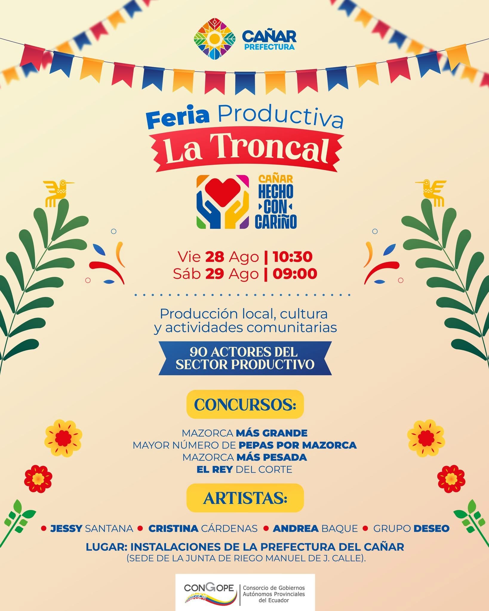 Prefectura del Cañar organiza Feria Productiva La Troncal con 90 actores locales