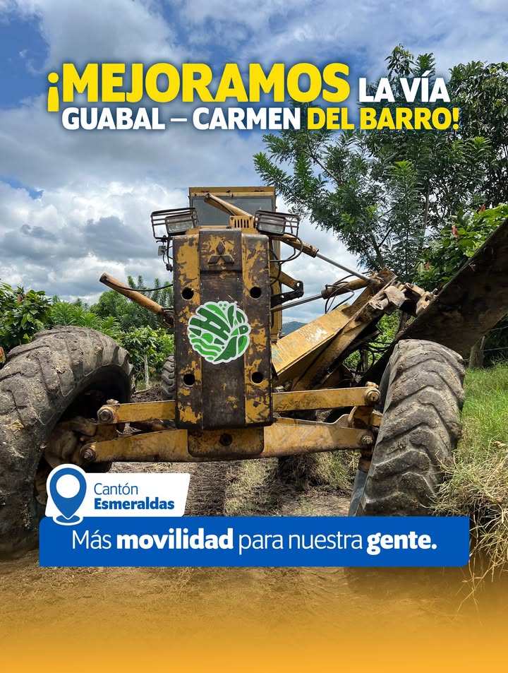 Prefectura de Esmeraldas avanza 65% en reconformación de vía Guabal-Carmen del Barro