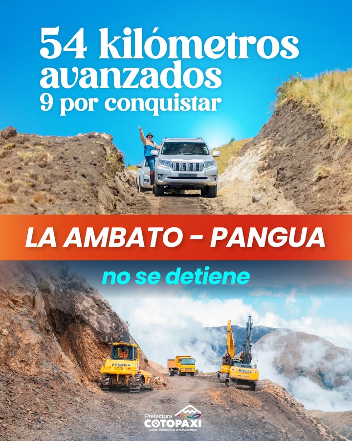 Prefectura de Cotopaxi y Tungurahua avanzan en los 9 km finales de la vía Ambato-Pangua