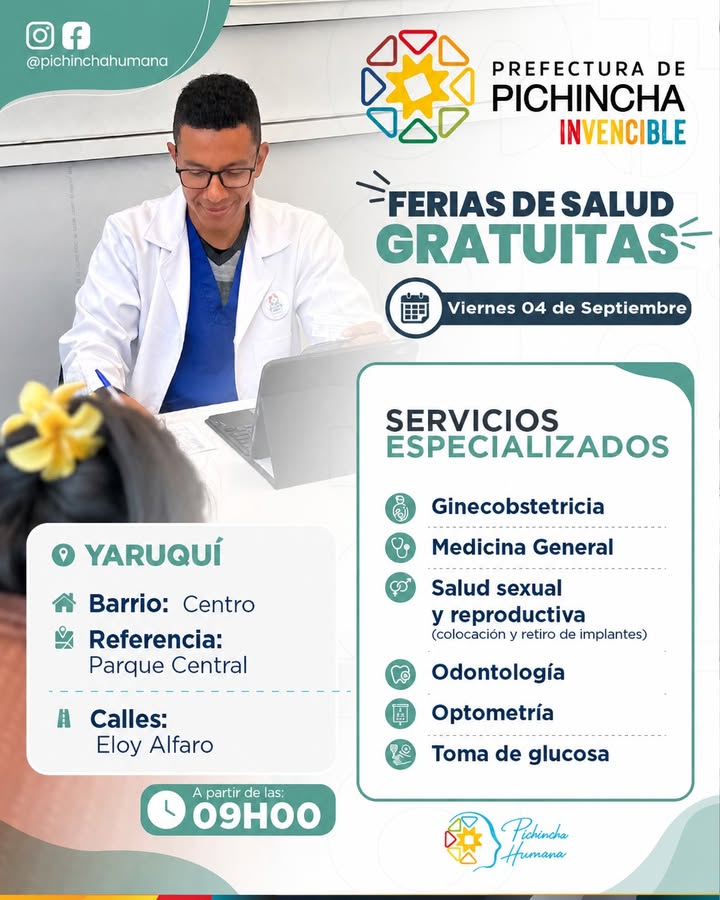 Prefectura de Pichincha lleva Feria de Salud gratuita a Yaruquí este viernes