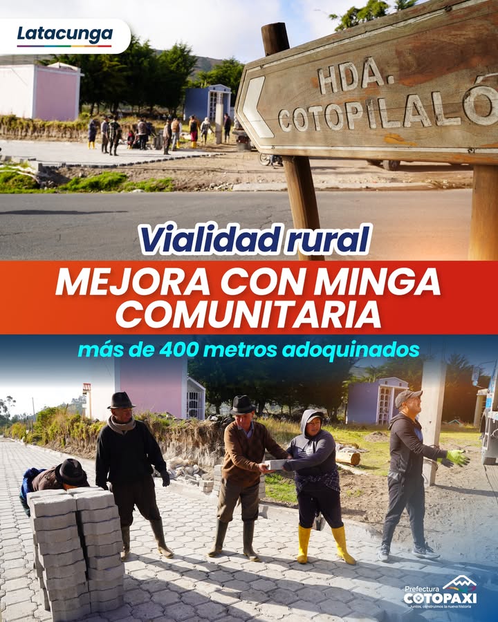 Prefectura de Cotopaxi entrega insumos para obra vial en Cotopilaló, Toacaso