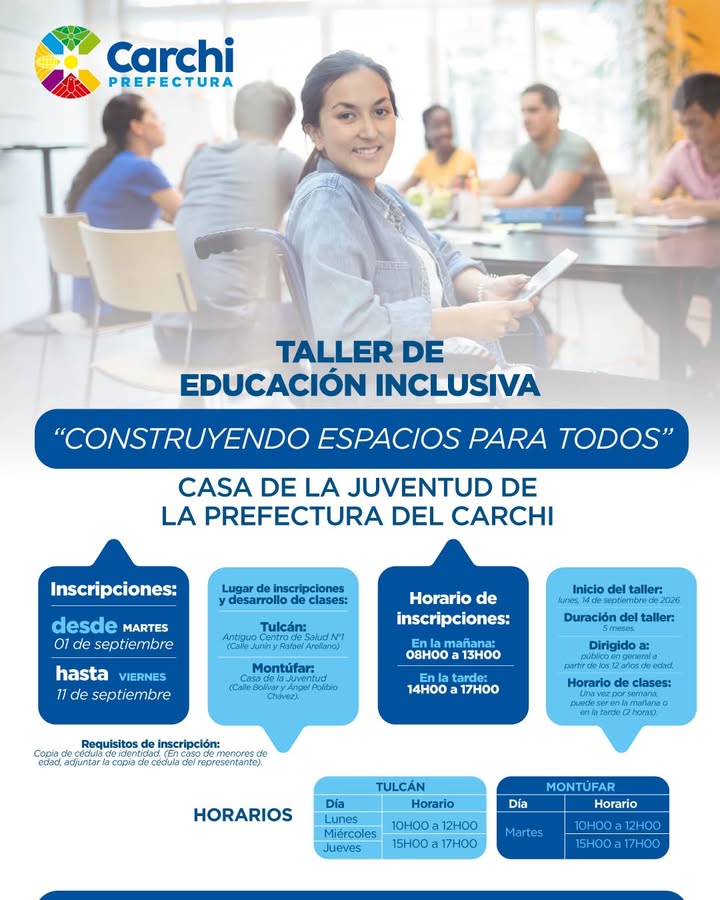 Prefectura de Carchi convoca a Taller de Educación Inclusiva bajo lema Vida Digna