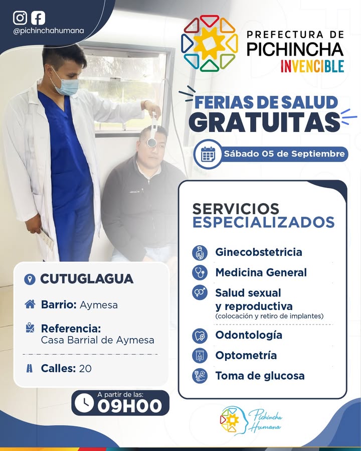 Prefectura de Pichincha lleva Feria de Salud gratuita a Aymesa, Cutuglagua