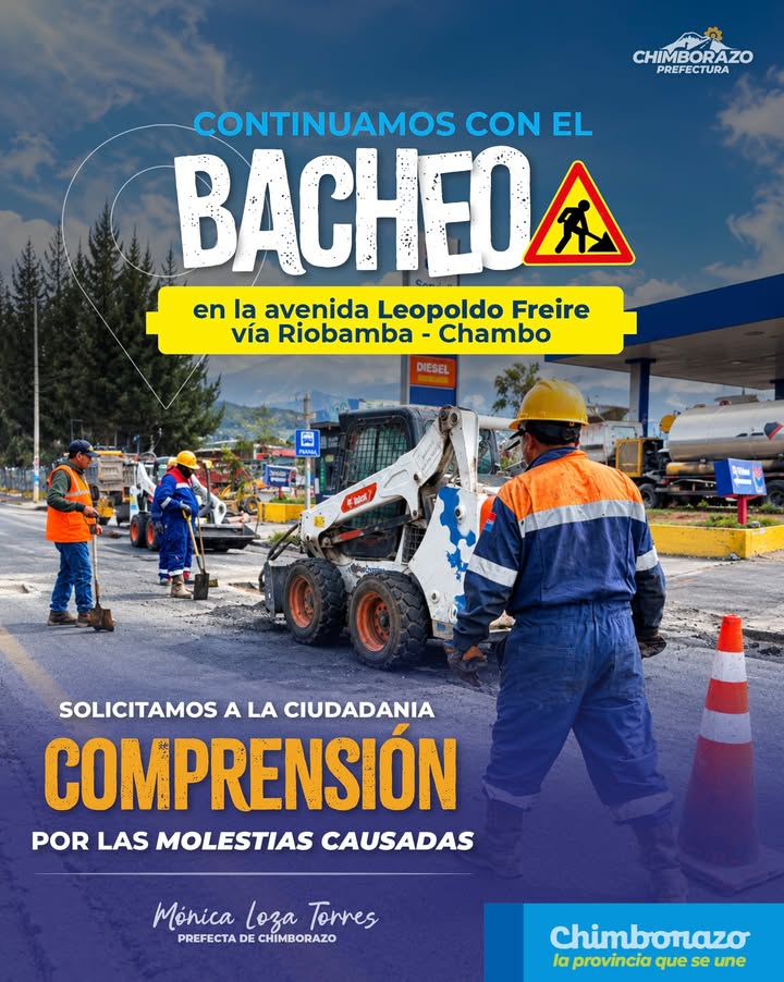 Prefectura de Chimborazo inicia bacheo en vía Riobamba-Chambo para mejorar seguridad vial