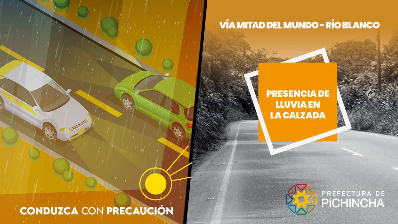 Prefectura de Pichincha advierte sobre lluvia y precaución en vía Mitad del Mundo - Río Blanco