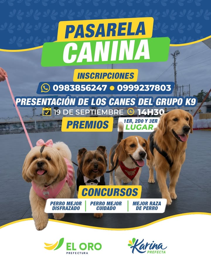 Prefectura de El Oro organiza Pasarela Canina para Feria del Banano en Machala