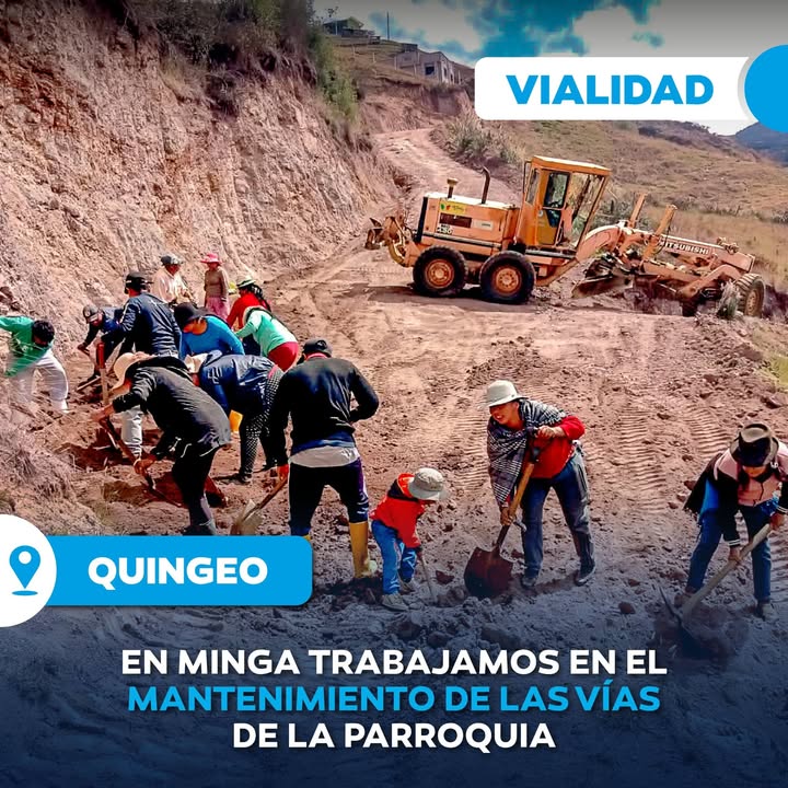 Prefectura de Azuay y comunidad de Quingeo ejecutan mantenimiento vial en minga