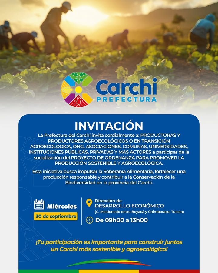 Prefectura de Carchi abre convocatoria para ordenanza de producción agroecológica