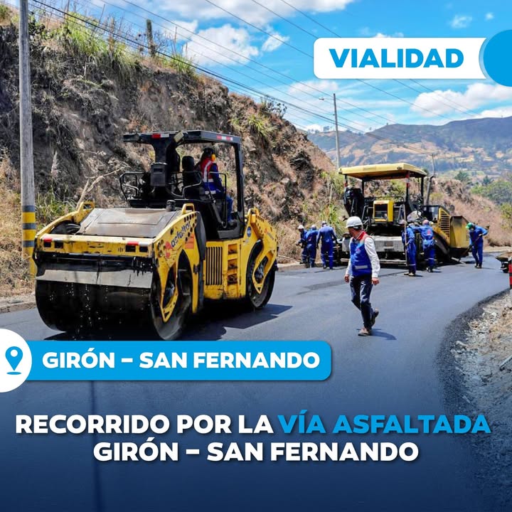 Prefectura de Azuay avanza 70% en rehabilitación de vía Girón-San Fernando