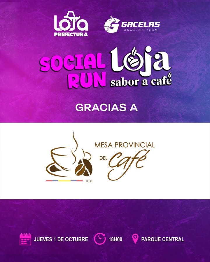 Prefectura de Loja apoya Social Run Loja Sabor a Café 2026 con auspicios
