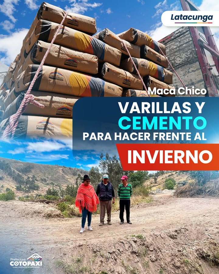 Prefectura de Cotopaxi entrega insumos para mejorar drenaje en Maca Chico