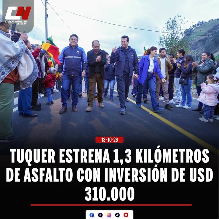 Prefectura del Carchi asfalta 1,3 km en Tuquer para vincular a 800 habitantes