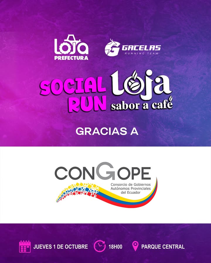 Prefectura de Loja y CONGOPE organizan Social Run 'Sabor a Café' el 1 de octubre