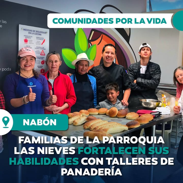 Prefectura de Azuay ejecuta talleres de panadería en Las Nieves para el programa ComunidadesPorLaVida