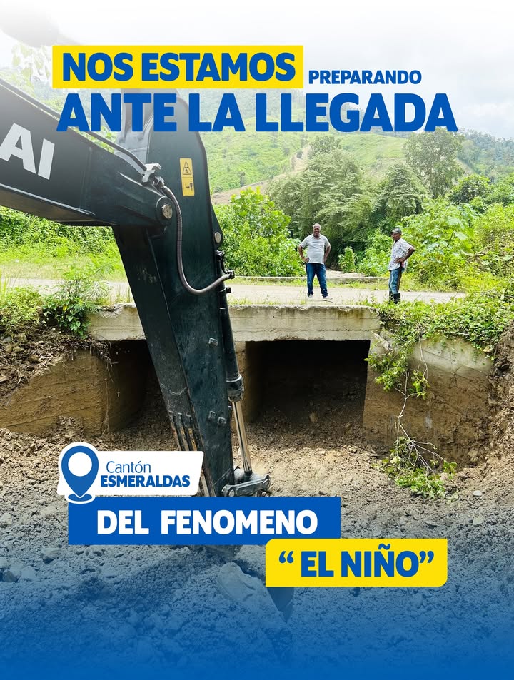 Prefectura de Esmeraldas inicia mantenimiento vial preventivo ante El Niño