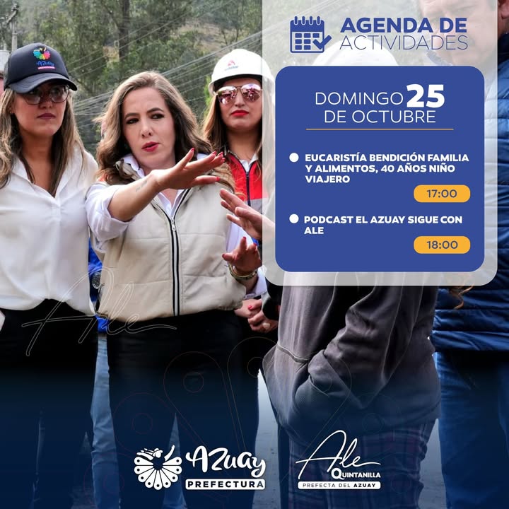 Prefectura de Azuay anuncia agenda diaria con actividades para la provincia el 25 de octubre