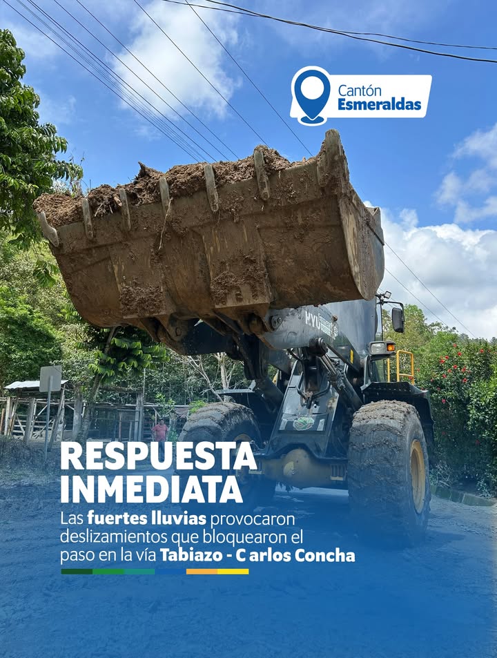 Prefectura de Esmeraldas restablece tránsito en vía Tabiazo-Carlos Concha tras deslizamientos