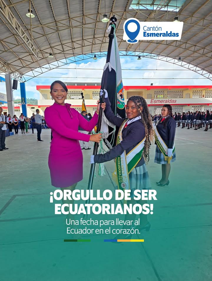Prefectura de Esmeraldas conmemora el Día de la Bandera con jornada cívica en colegio