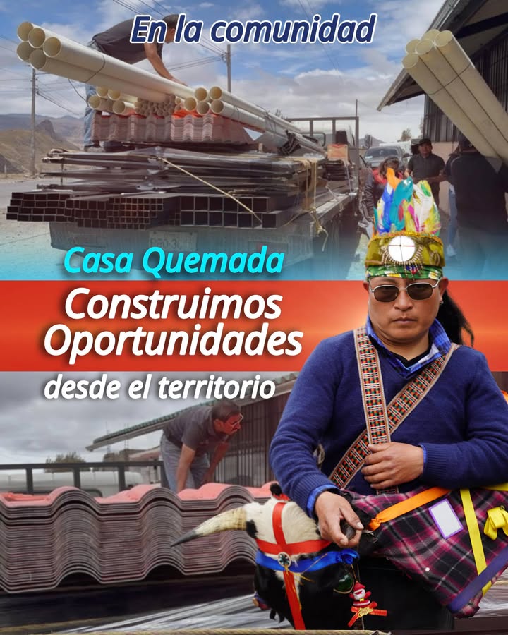 Prefectura de Cotopaxi entrega materiales para paradero turístico en comunidad