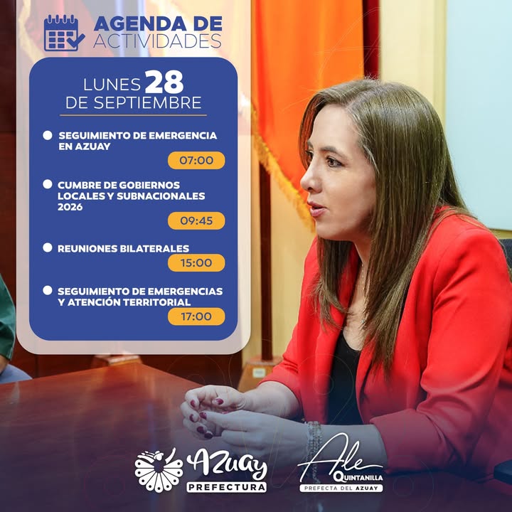 Prefectura de Azuay anuncia agenda diaria para obras y gestión provincial