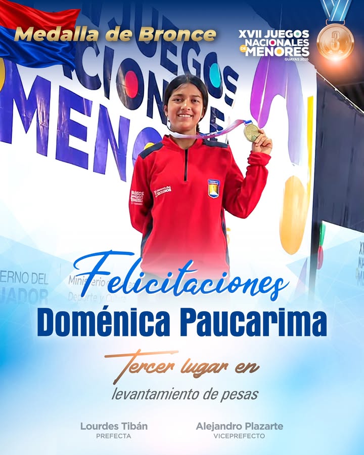 Prefectura de Cotopaxi reconoce medalla de bronce de Doménica Paucarima en Juegos Nacionales