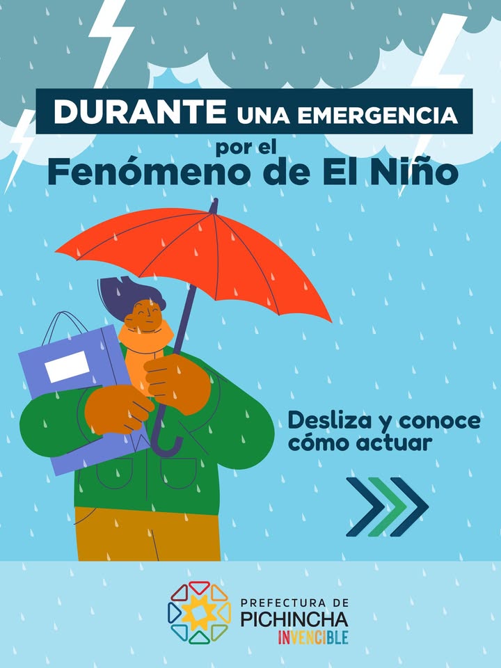 Prefectura de Pichincha alerta a la ciudadanía sobre medidas ante El Niño