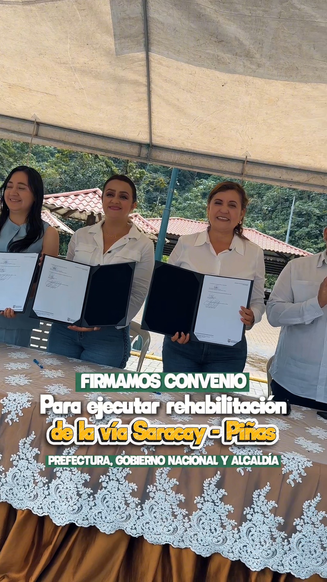 Prefectura de El Oro, MIT y Piñas firman convenio para rehabilitar 28 km de vía Saracay-Piñas