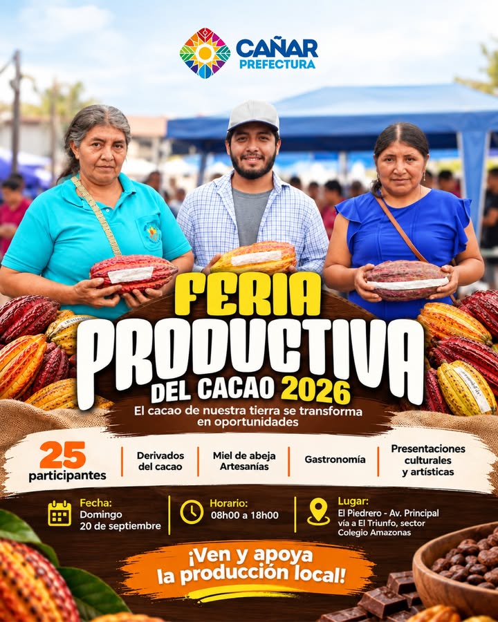 Prefectura de Cañar anuncia Feria Productiva del Cacao para el 20 de septiembre